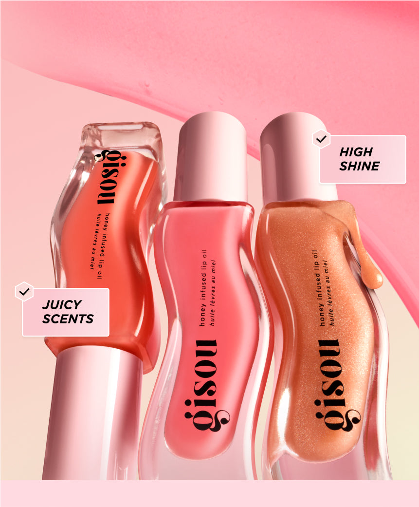 Three different Gisou lip oils.