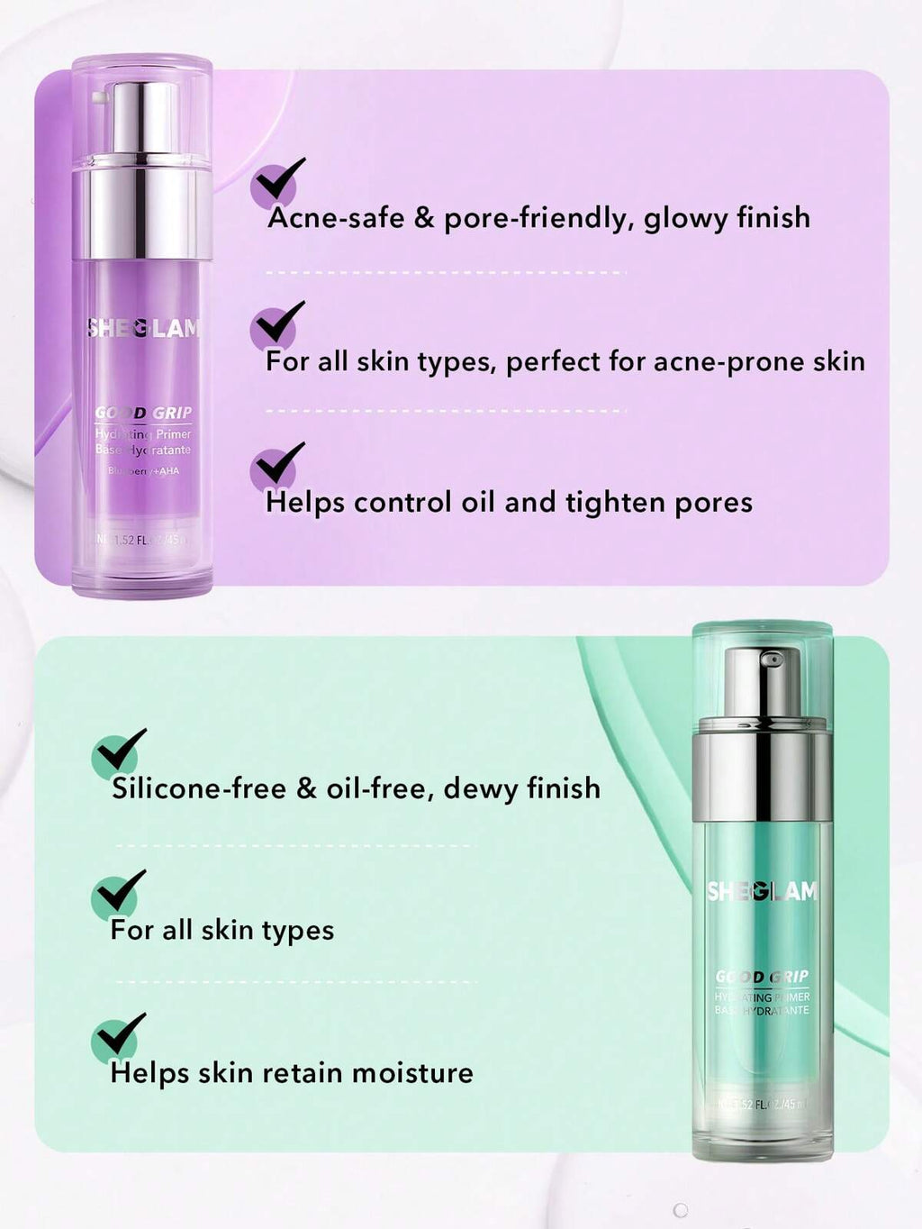 Sheglam Good Grip Hydrating Primer-Blueberry+AHA 45ml