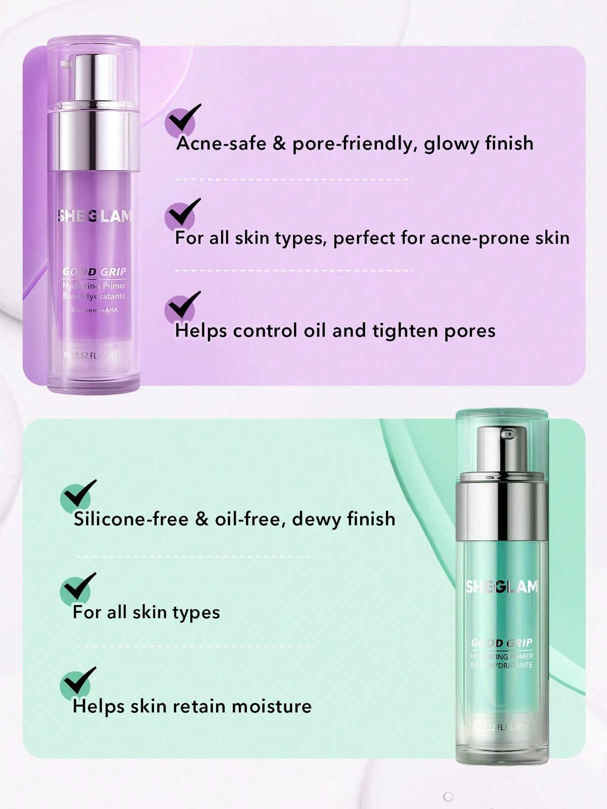 Sheglam Good Grip Hydrating Primer-Blueberry+AHA 45ml