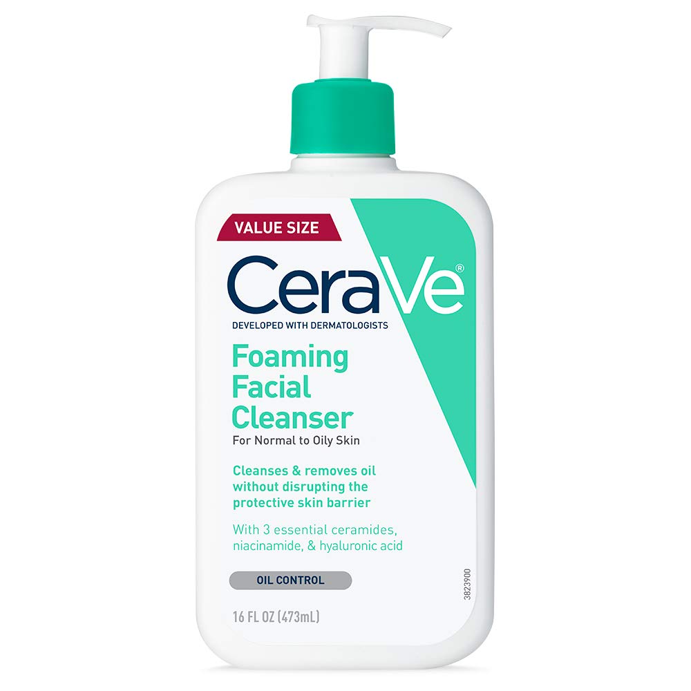 CeraVe Foaming Facial Cleanser, Face Wash for Oily Skin, 19oz | Skin Care with Hyaluronic Acid & Niacinamide, Makeup Remover, Daily Face Wash For Men & Women, Fragrance Free, Oil Control