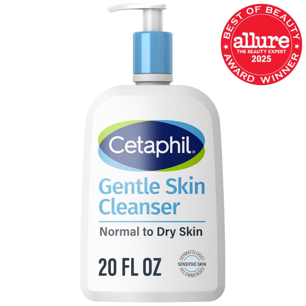 Cetaphil Gentle Skin Cleanser, Hydrating Face Wash, Sensitive Skin, 20 oz | Soap-Free, Non-Foaming, Moisturizes While Cleansing, Sensitive And Dry To Normal Skin, Dermatologist Recommended, Large Size