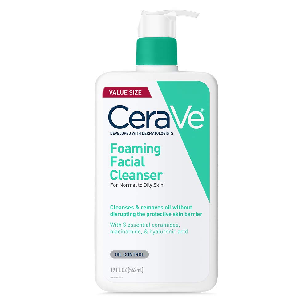 CeraVe Foaming Facial Cleanser, Face Wash for Oily Skin, 19oz | Skin Care with Hyaluronic Acid & Niacinamide, Makeup Remover, Daily Face Wash For Men & Women, Fragrance Free, Oil Control