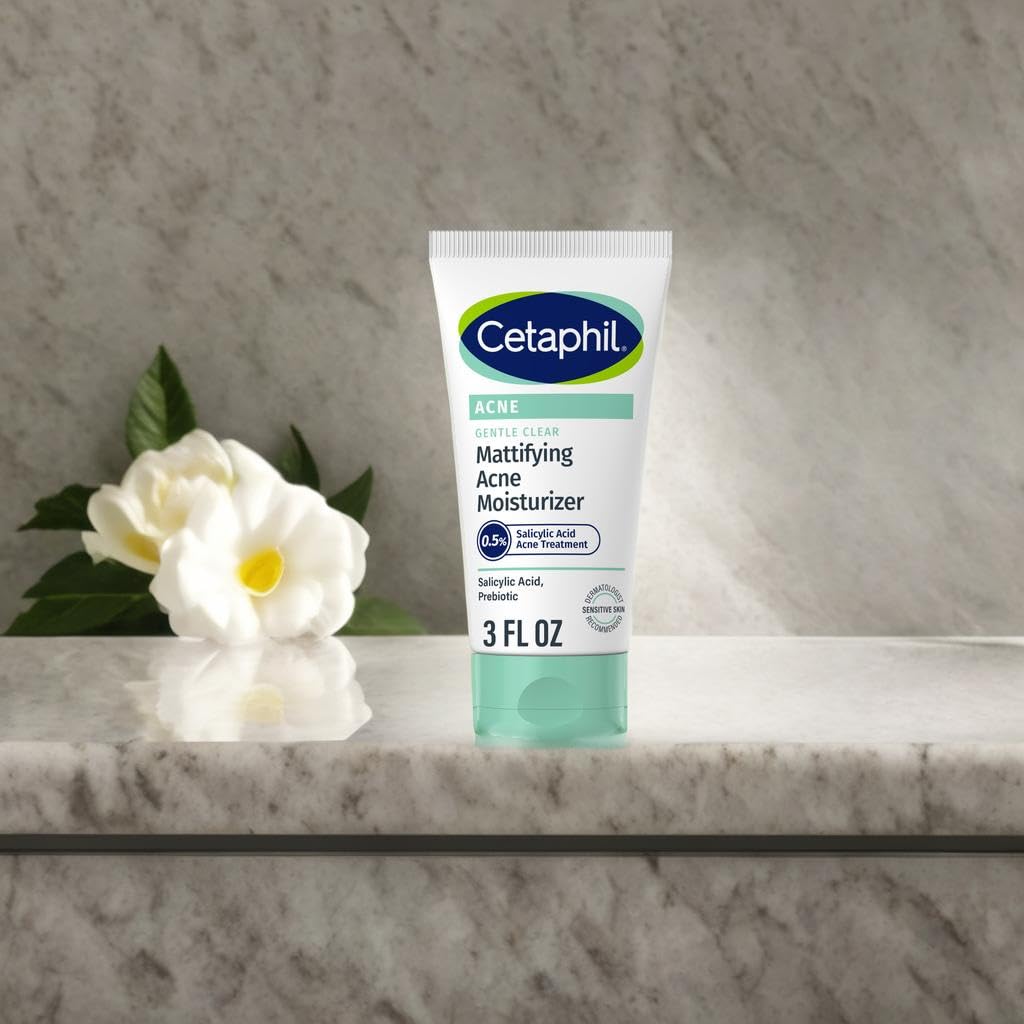 Cetaphil Gentle Clear Mattifying Acne Face Moisturizer, Salicylic Acid, 3oz | Salicylic Acid Moisturizer, Non-Comedogenic, Hydrates Sensitive Acne-Prone Skin, Oil Control, Gentle Skincare, 3 oz