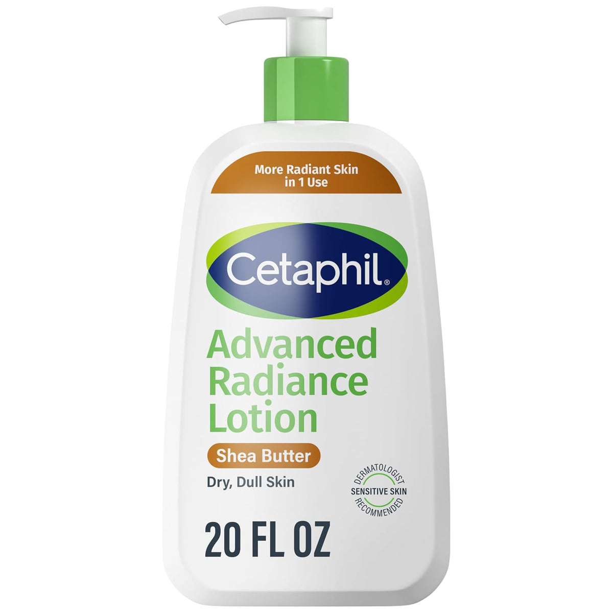 Cetaphil Advanced Radiance Body Lotion, Dry, Sensitive Skin, 16 oz, 2 ct | Body Lotion For Dry Skin, Fragrance Free, Hypoallergenic, Non-Comedogenic, Shea Butter, 2-Pack, Dermatologist Recommended