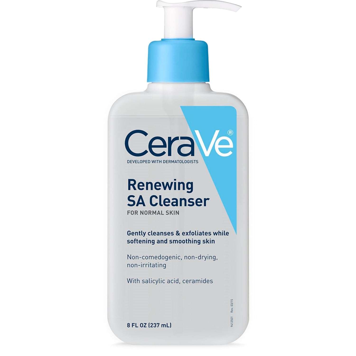 CeraVe Renewing Salicylic Acid Cleanser, BHA Exfoliating Face Wash, 8oz | Skin Care with Hyaluronic Acid & Niacinamide, Facial Cleanser, Face Cleanser, Ceramides, Fragrance Free, Non-Comedogenic