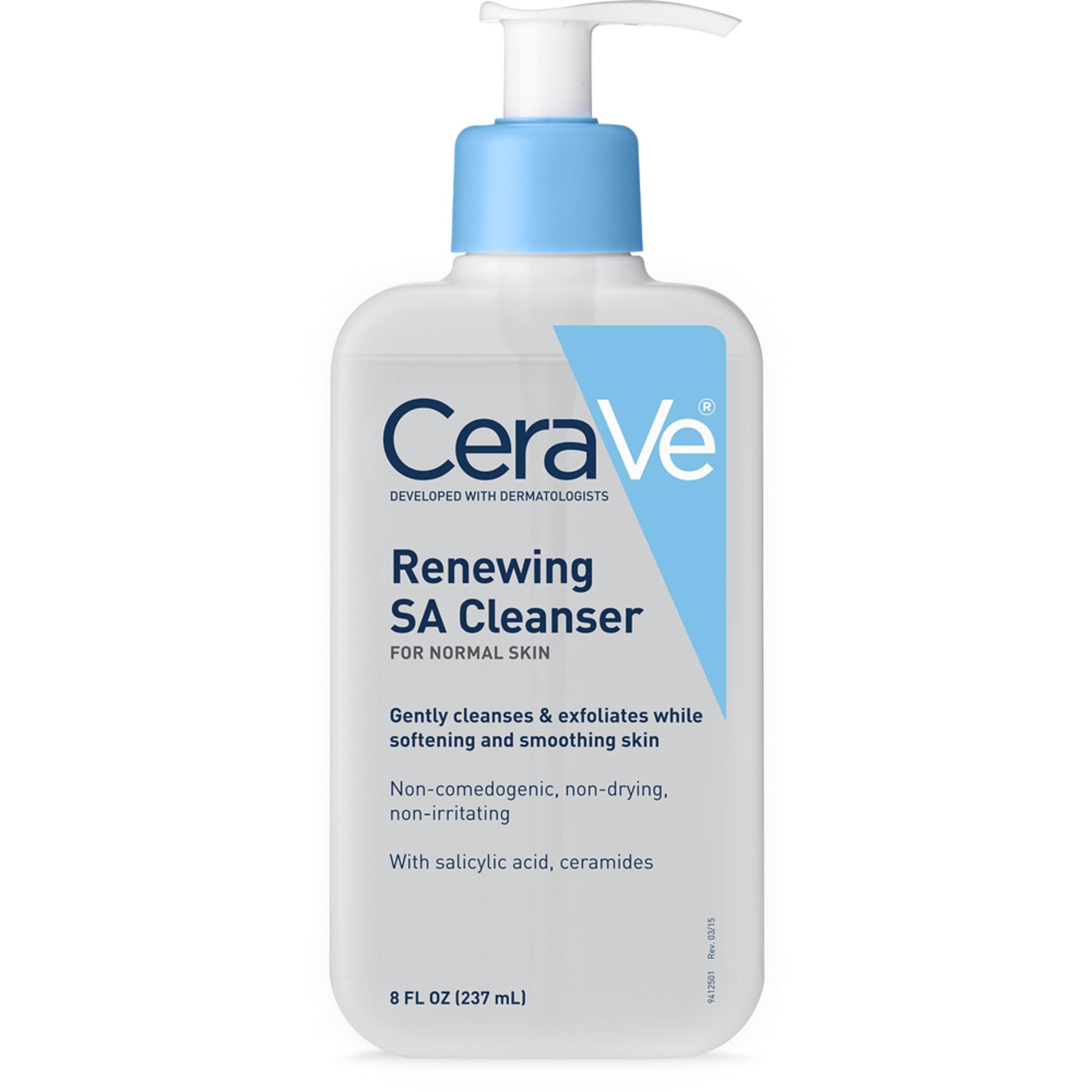 CeraVe Renewing Salicylic Acid Cleanser, BHA Exfoliating Face Wash, 16oz | Skin Care with Hyaluronic Acid & Niacinamide, Facial Cleanser, Face Cleanser, Ceramides, Fragrance Free, Non-Comedogenic