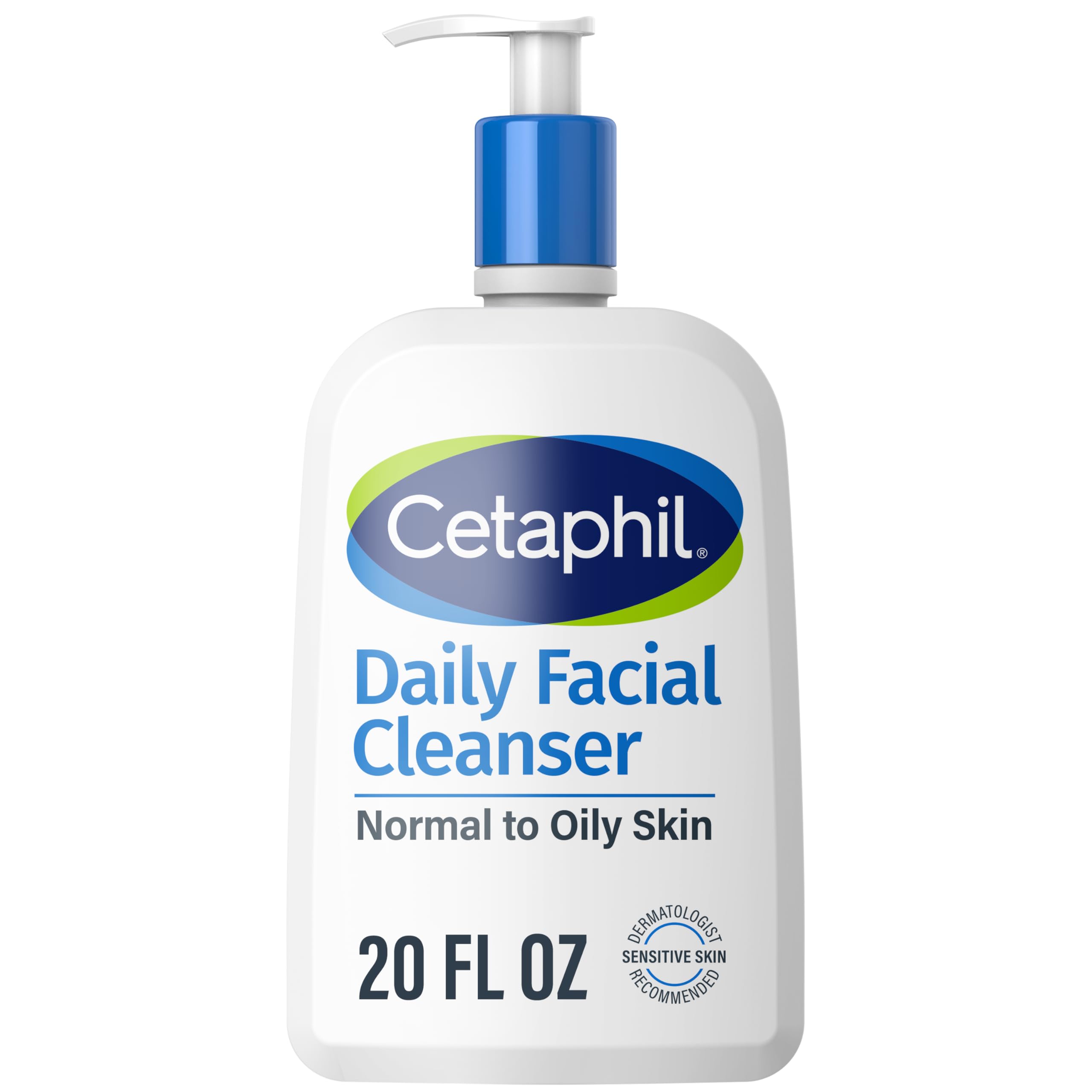 Cetaphil Daily Facial Cleanser Sensitive & Oily Skin, 20 oz | Gentle foaming face wash, soap-free, hypoallergenic, combination to oily skin, dermatologist recommended, daily skincare