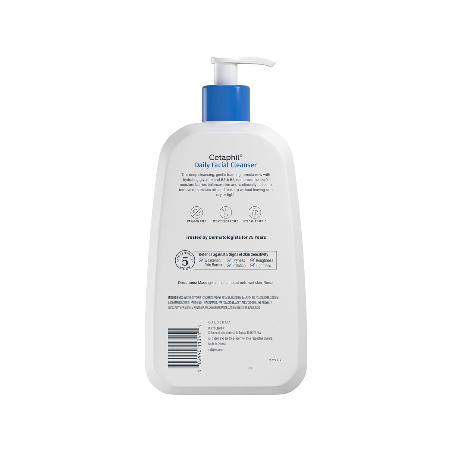 Cetaphil Daily Facial Cleanser Sensitive & Oily Skin, 20 oz | Gentle foaming face wash, soap-free, hypoallergenic, combination to oily skin, dermatologist recommended, daily skincare