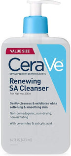 CeraVe Renewing Salicylic Acid Cleanser, BHA Exfoliating Face Wash, 16oz | Skin Care with Hyaluronic Acid & Niacinamide, Facial Cleanser, Face Cleanser, Ceramides, Fragrance Free, Non-Comedogenic