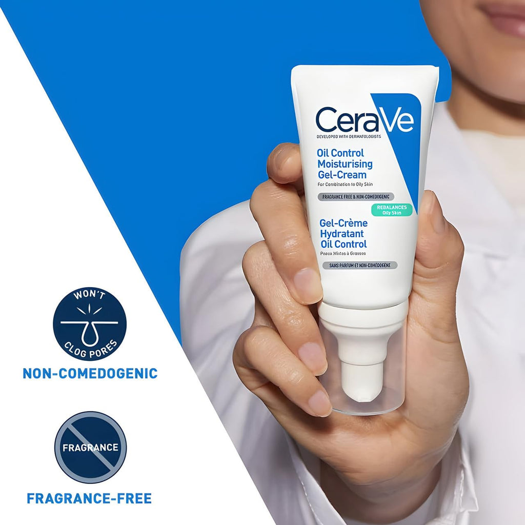 CeraVe Oil Control Gel-Cream, Niacinamide Face Moisturizer, Oily Skin 1.7oz | Lightweight Hyaluronic Acid Gel Cream Skin Care Formula Uses Oil Absorbing Technology To Deliver A Daily Matte Finish