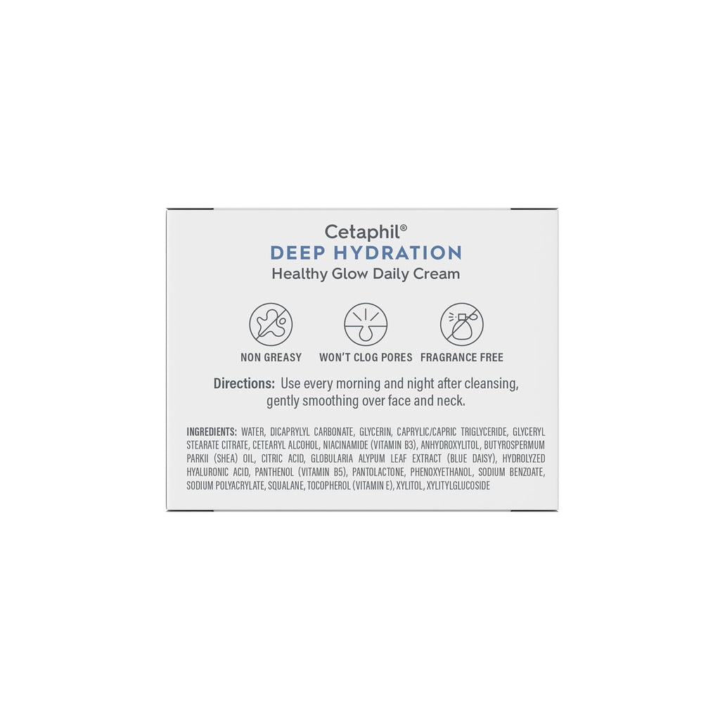 Cetaphil Deep Hydration Face Cream, Dry, Sensitive Skin Care, 1.7oz | 48-Hour Hydration, Hyaluronic Acid, Vitamin E & B5, Healthy Glow, Fragrance-Free, Dermatologist Recommended