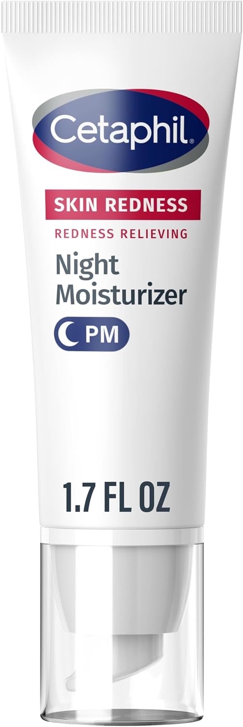 Cetaphil Redness Relieving Night Cream Face Moisturizer, 1.7oz | Fragrance Free, Hypoallergenic, Soothes Dry Redness-Prone Skin Overnight, Sensitive Skin Safe, Dermatologist Recommended