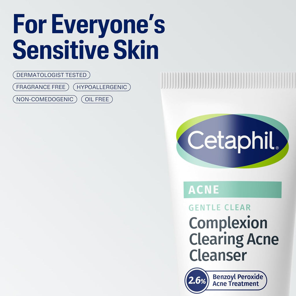 Cetaphil Gentle Clear BPO Acne Face Wash, Soothing, Sensitive Skin, 4.2 fl oz