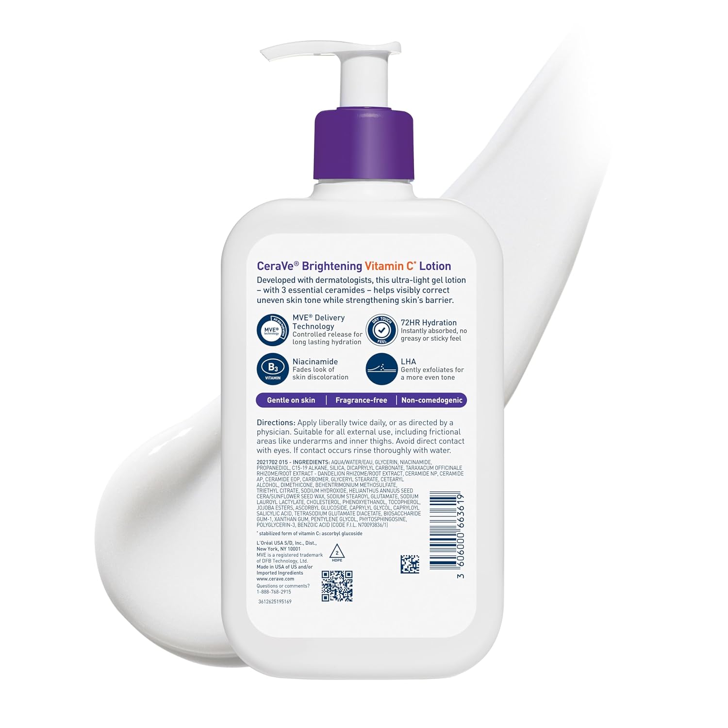 CeraVe Brightening Vitamin C Lotion, Dark Spot Correcting & Brightening With Vitamin C, 3 Essential Ceramides, Niacinamide & LHA, Lightweight & Fragrance-Free, 72Hr Hydration, 16oz