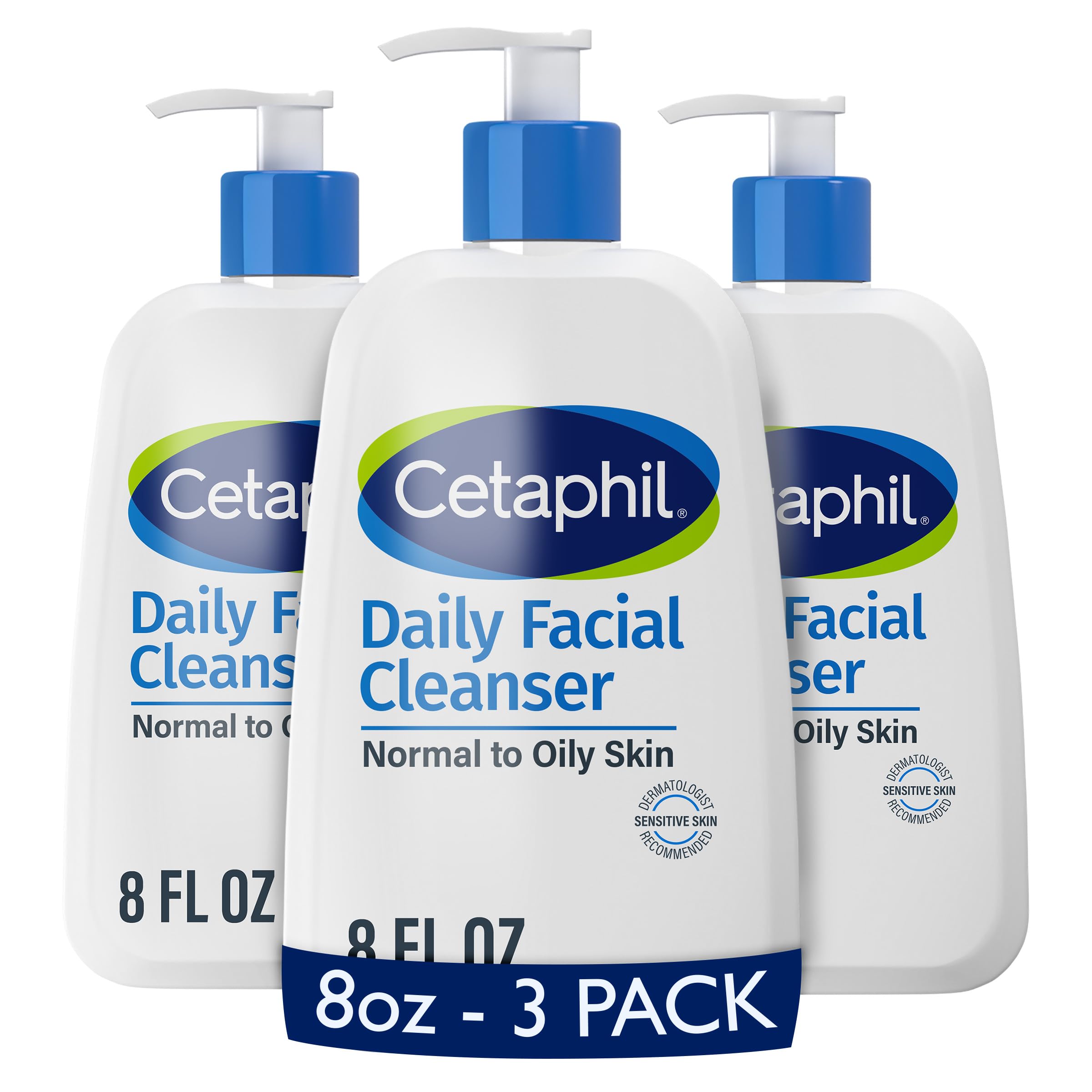Cetaphil Daily Facial Cleanser Sensitive & Oily Skin, 20 oz | Gentle foaming face wash, soap-free, hypoallergenic, combination to oily skin, dermatologist recommended, daily skincare