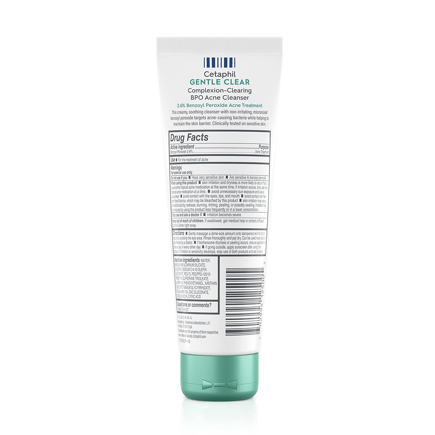 Cetaphil Gentle Clear BPO Acne Face Wash, Soothing, Sensitive Skin, 4.2 fl oz