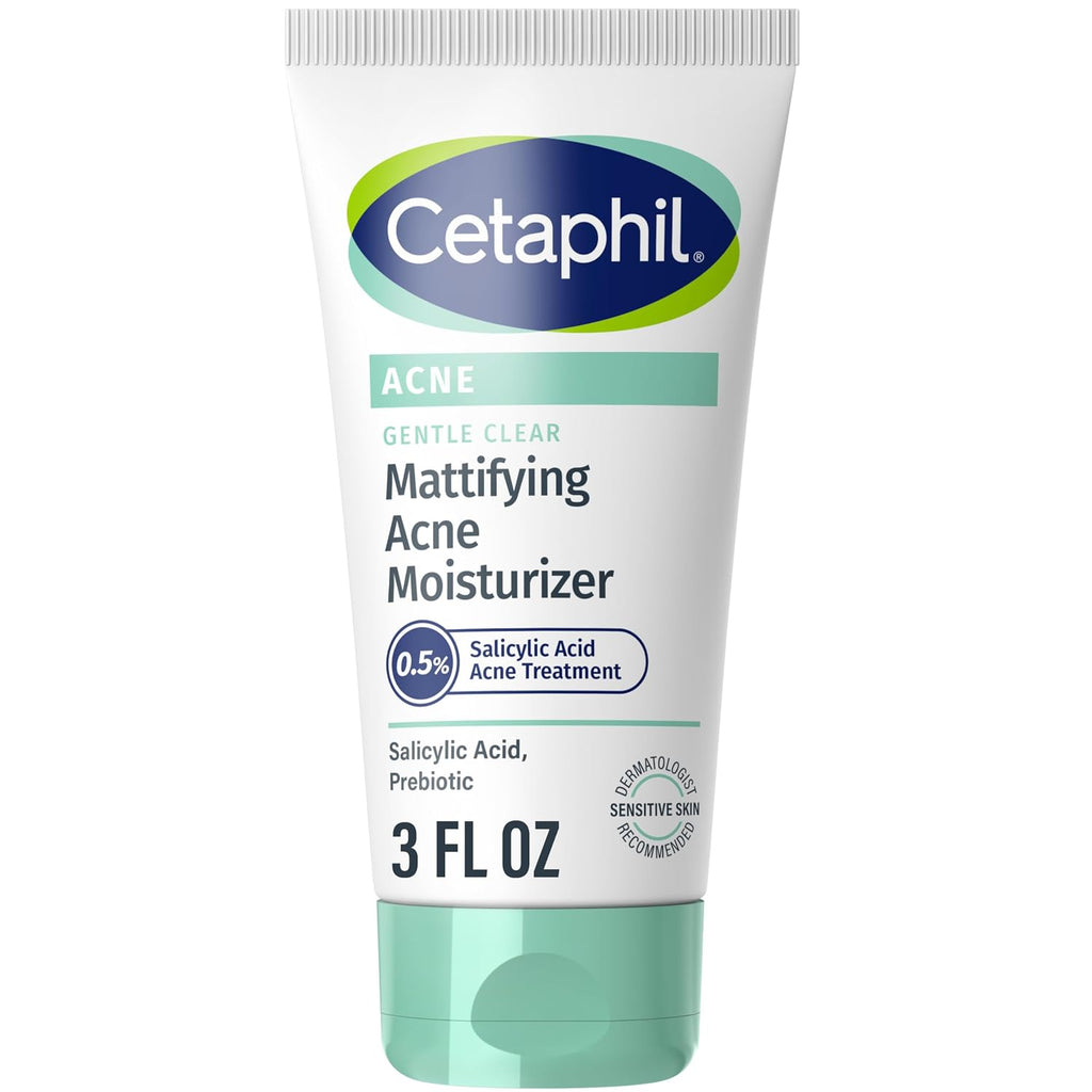 Cetaphil Gentle Clear Mattifying Acne Face Moisturizer, Salicylic Acid, 3oz | Salicylic Acid Moisturizer, Non-Comedogenic, Hydrates Sensitive Acne-Prone Skin, Oil Control, Gentle Skincare, 3 oz