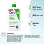 CeraVe Hydrating Cleanser with Hyaluronic Acid, Face Wash for Dry Skin,19oz | Skin Care For Men and Women, Daily Cleanser & Makeup Remover with Glycerin & Ceramides, National Eczema Association Certified