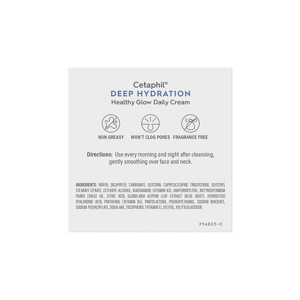 Cetaphil Deep Hydration Face Cream, Dry, Sensitive Skin Care, 1.7oz | 48-Hour Hydration, Hyaluronic Acid, Vitamin E & B5, Healthy Glow, Fragrance-Free, Dermatologist Recommended