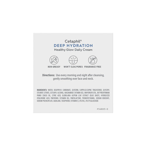Cetaphil Deep Hydration Face Cream, Dry, Sensitive Skin Care, 1.7oz | 48-Hour Hydration, Hyaluronic Acid, Vitamin E & B5, Healthy Glow, Fragrance-Free, Dermatologist Recommended