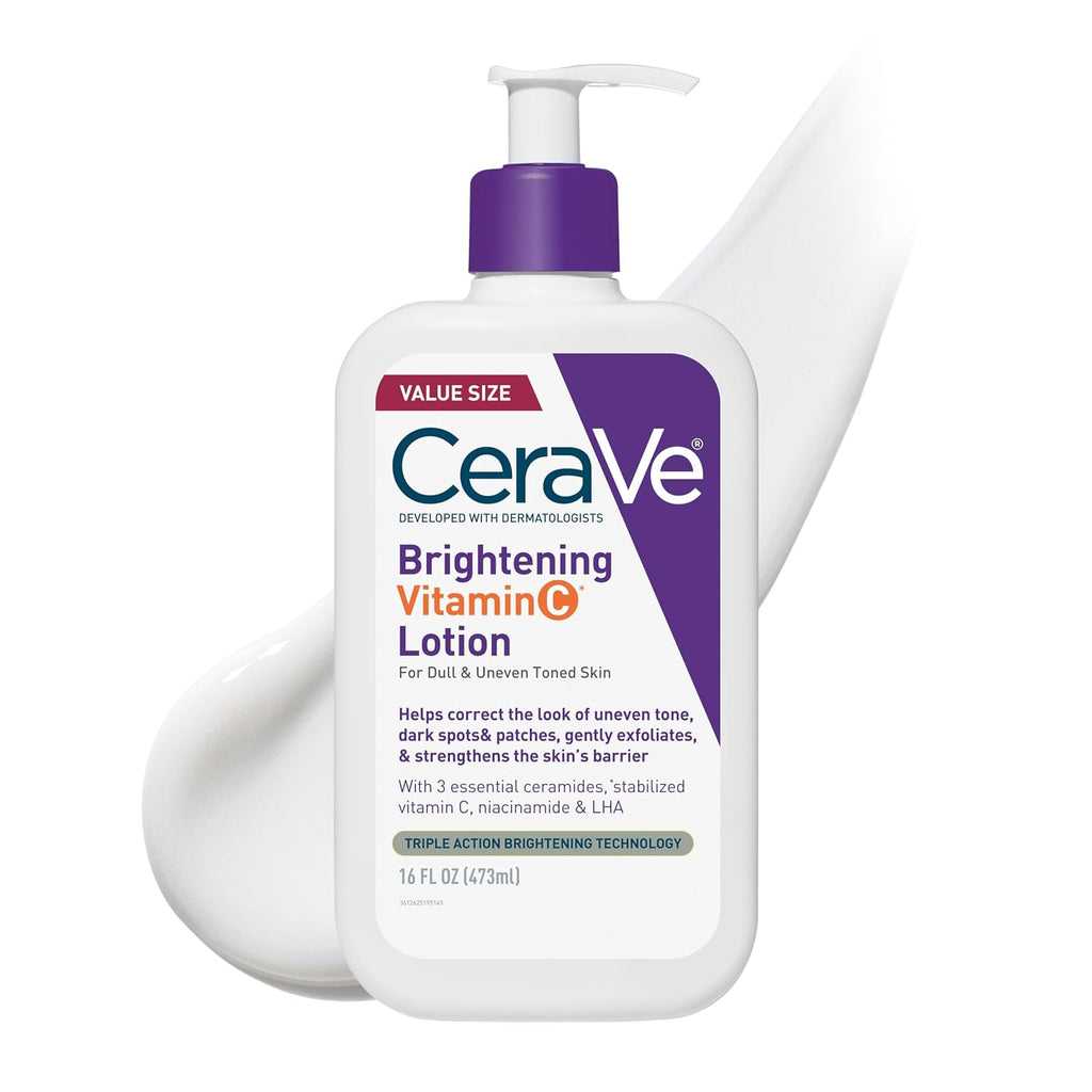 CeraVe Brightening Vitamin C Lotion, Dark Spot Correcting & Brightening With Vitamin C, 3 Essential Ceramides, Niacinamide & LHA, Lightweight & Fragrance-Free, 72Hr Hydration, 16oz
