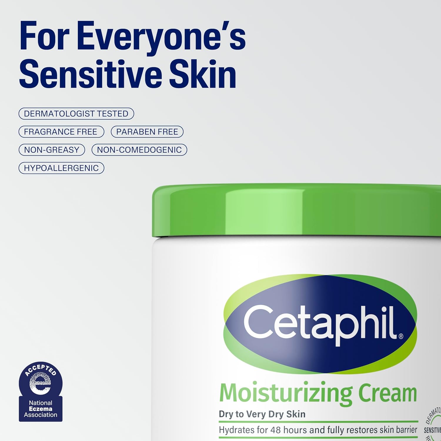 Cetaphil Moisturizing Cream, Face & Body Lotion Dry Sensitive Skin, 20oz | Fragrance-Free, Non-Comedogenic, Non-Greasy, Hydrates Very Dry Sensitive Skin, Dermatologist Recommended, 20 Oz Value Size