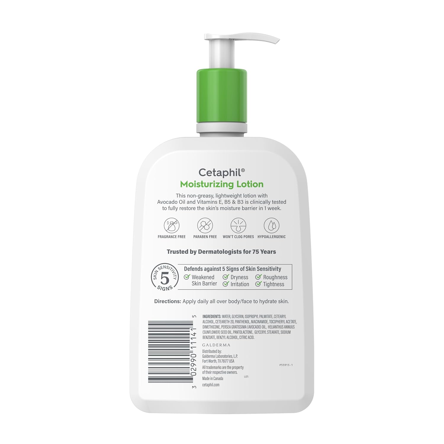 Cetaphil Moisturizing Face & Body Lotion, Sensitive Skin, 20oz | Fragrance-Free, Hypoallergenic, Non-Comedogenic, Hydrates Dry Sensitive Skin, Dermatologist Recommended, Large 20 Oz