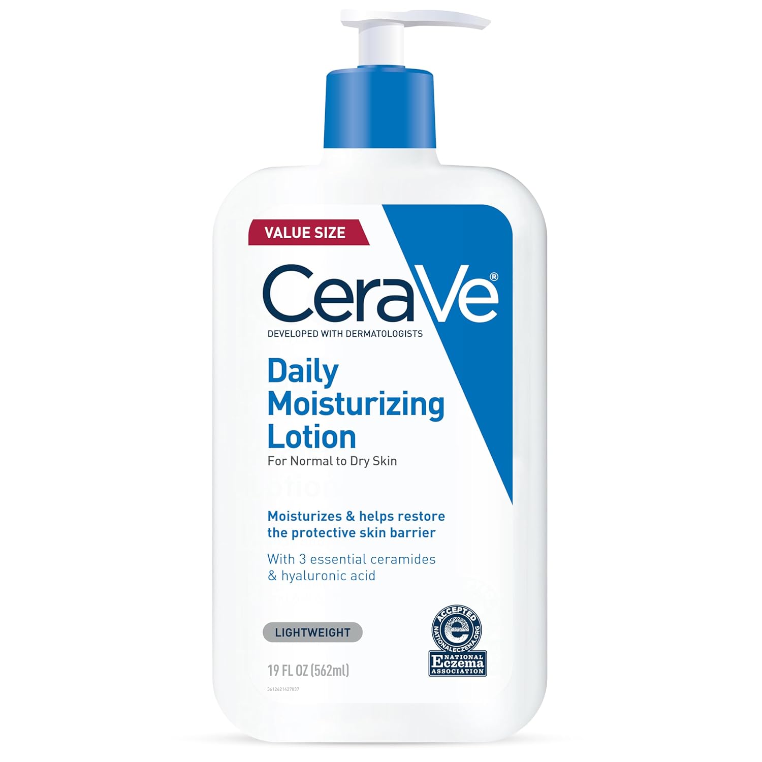 CeraVe Daily Moisturizing Lotion, Face and Body Lotion, Skin care, 19oz | Hyaluronic Acid, Lotion For Dry Skin, Skin Barrier Repair, Ceramide Moisturizer, For Men and Women, Fragrance Free, Oil-Free