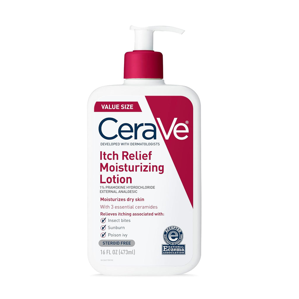 CeraVe Anti Itch Lotion, Hyaluronic Acid Body Moisturizer for Dry Skin,16oz | Fast-Acting Skin Care Formula with Niacinamide & Hydrochloride, Acts As A Soothing Anti Itch Cream For Sunburn Relief