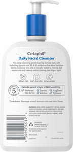 Cetaphil Daily Facial Cleanser Sensitive & Oily Skin, 20 oz | Gentle foaming face wash, soap-free, hypoallergenic, combination to oily skin, dermatologist recommended, daily skincare