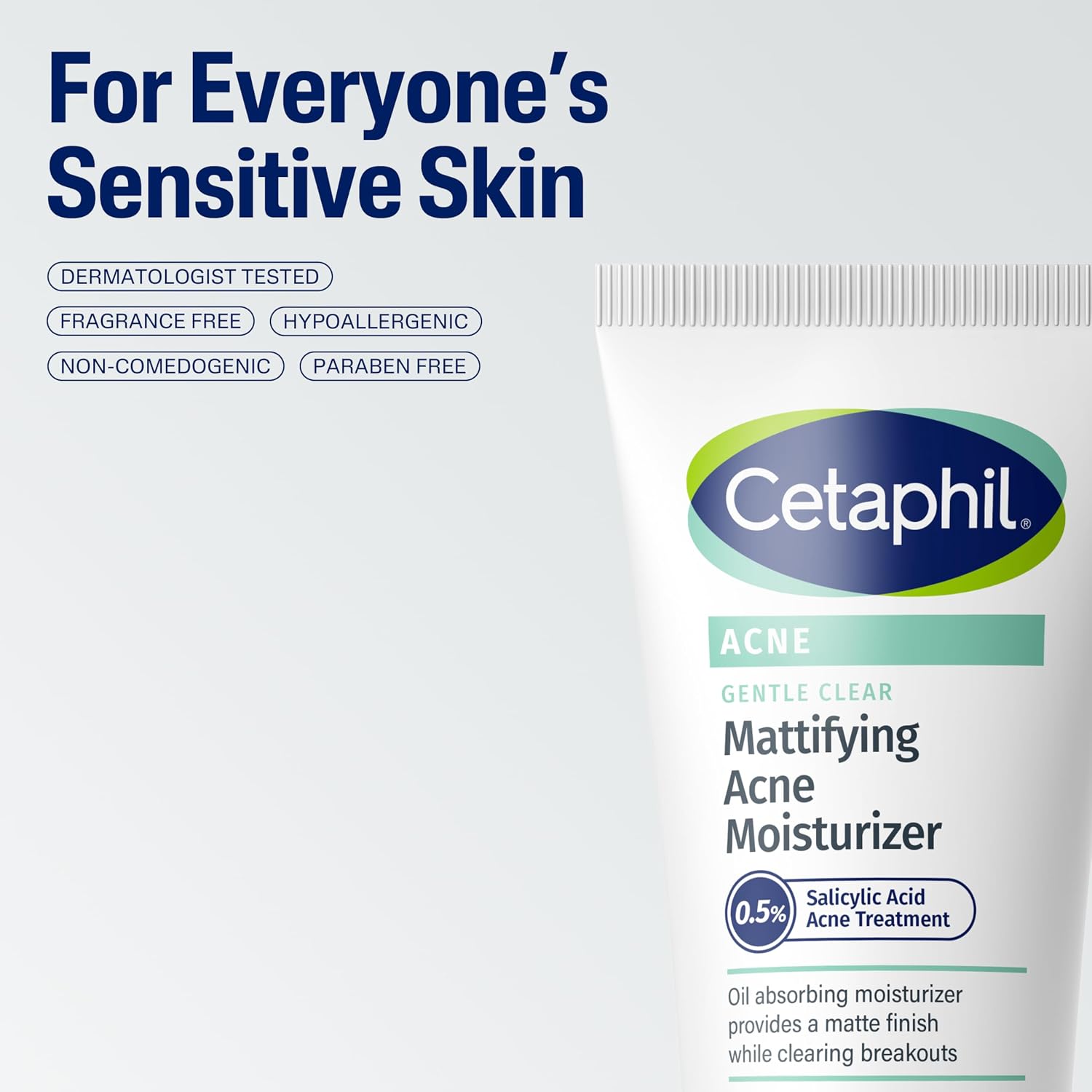 Cetaphil Gentle Clear Mattifying Acne Face Moisturizer, Salicylic Acid, 3oz | Salicylic Acid Moisturizer, Non-Comedogenic, Hydrates Sensitive Acne-Prone Skin, Oil Control, Gentle Skincare, 3 oz