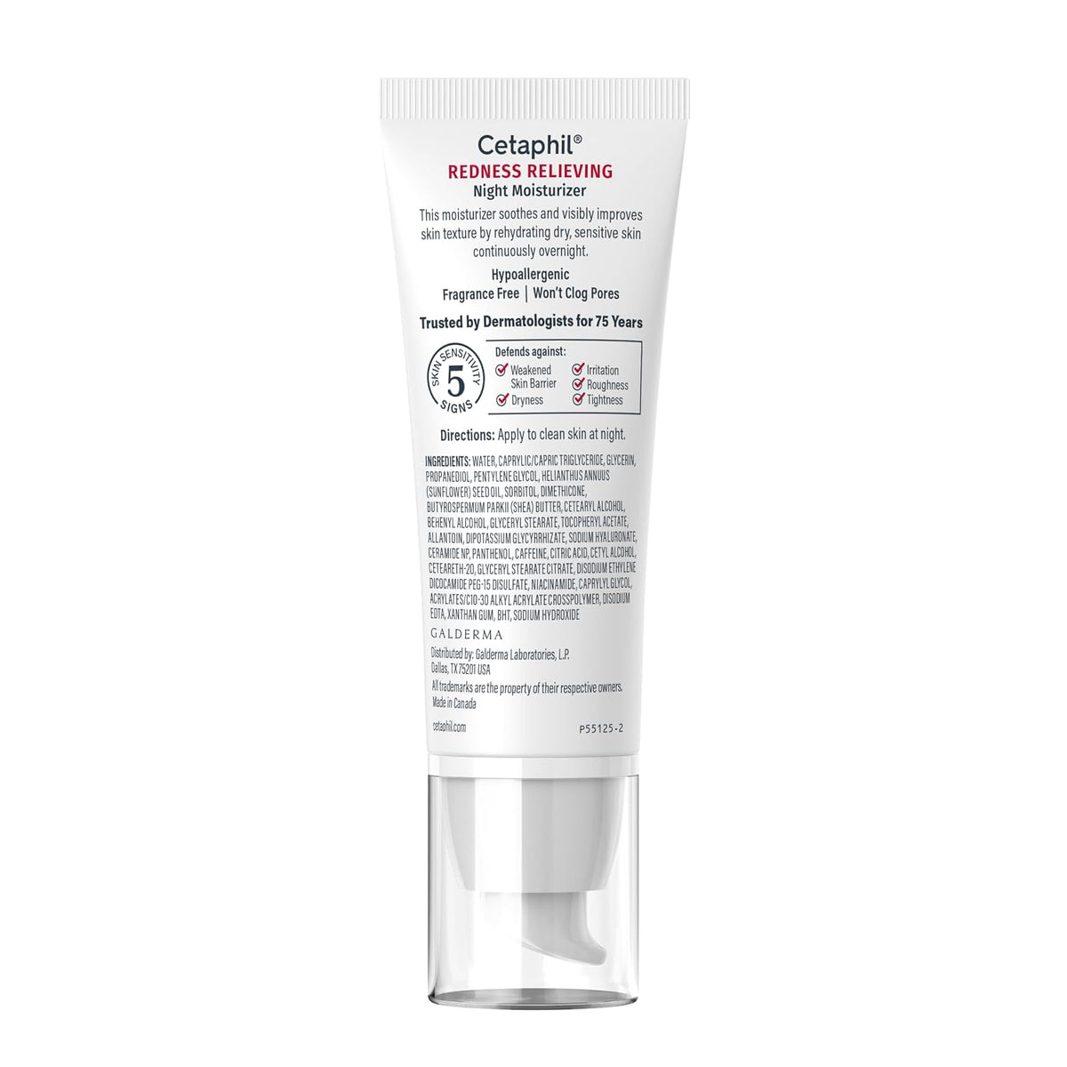 Cetaphil Redness Relieving Night Cream Face Moisturizer, 1.7oz | Fragrance Free, Hypoallergenic, Soothes Dry Redness-Prone Skin Overnight, Sensitive Skin Safe, Dermatologist Recommended