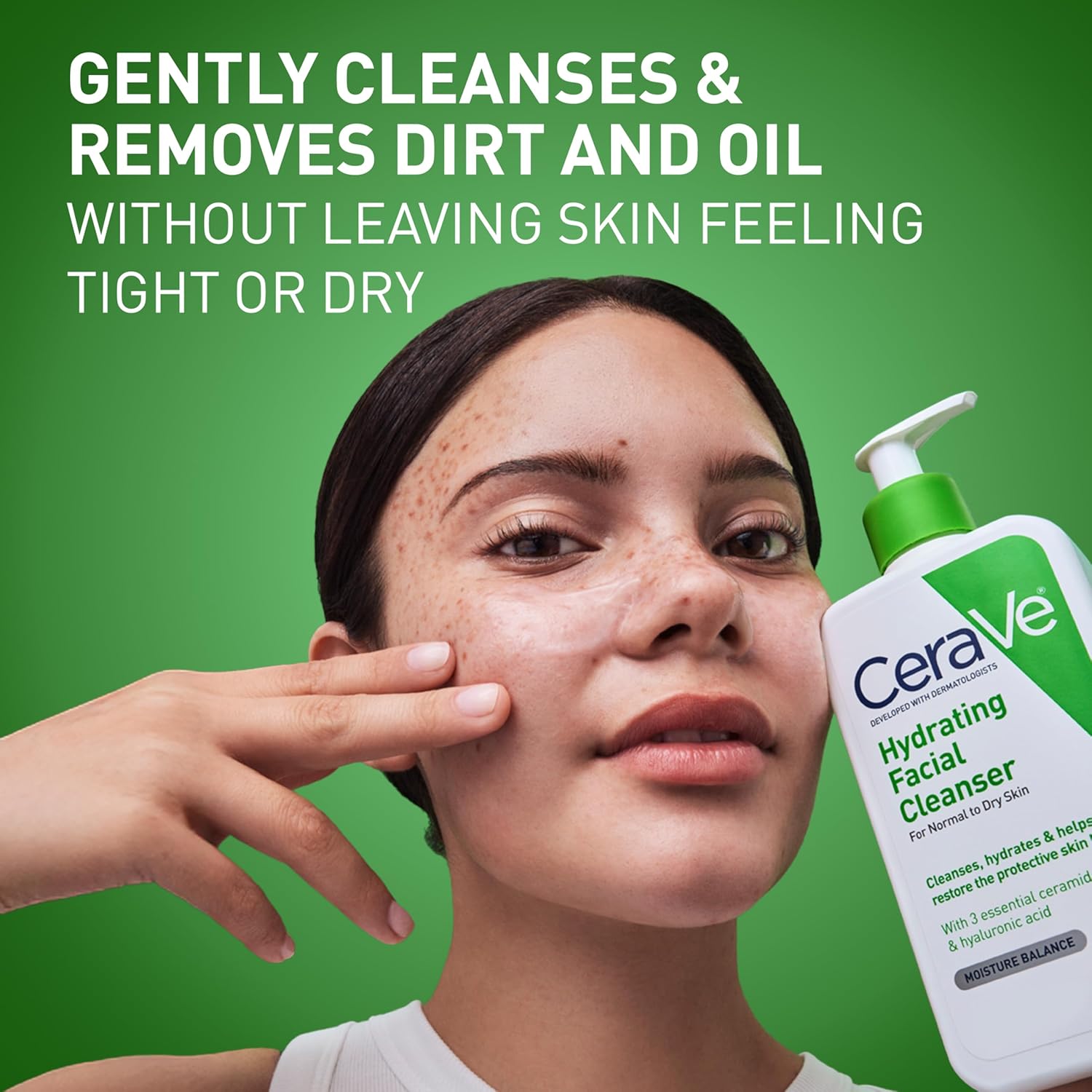 CeraVe Hydrating Cleanser with Hyaluronic Acid, Face Wash for Dry Skin,16oz | Skin Care For Men and Women, Daily Cleanser & Makeup Remover with Glycerin & Ceramides, National Eczema Association Certified