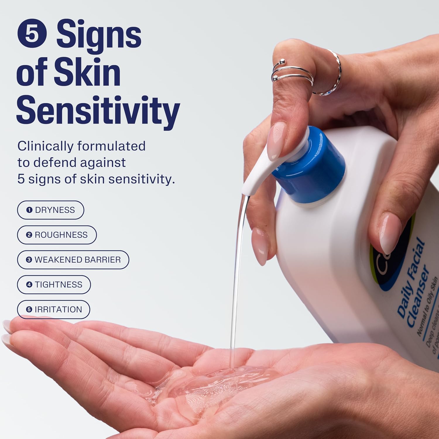 Cetaphil Daily Facial Cleanser Sensitive & Oily Skin, 20 oz | Gentle foaming face wash, soap-free, hypoallergenic, combination to oily skin, dermatologist recommended, daily skincare
