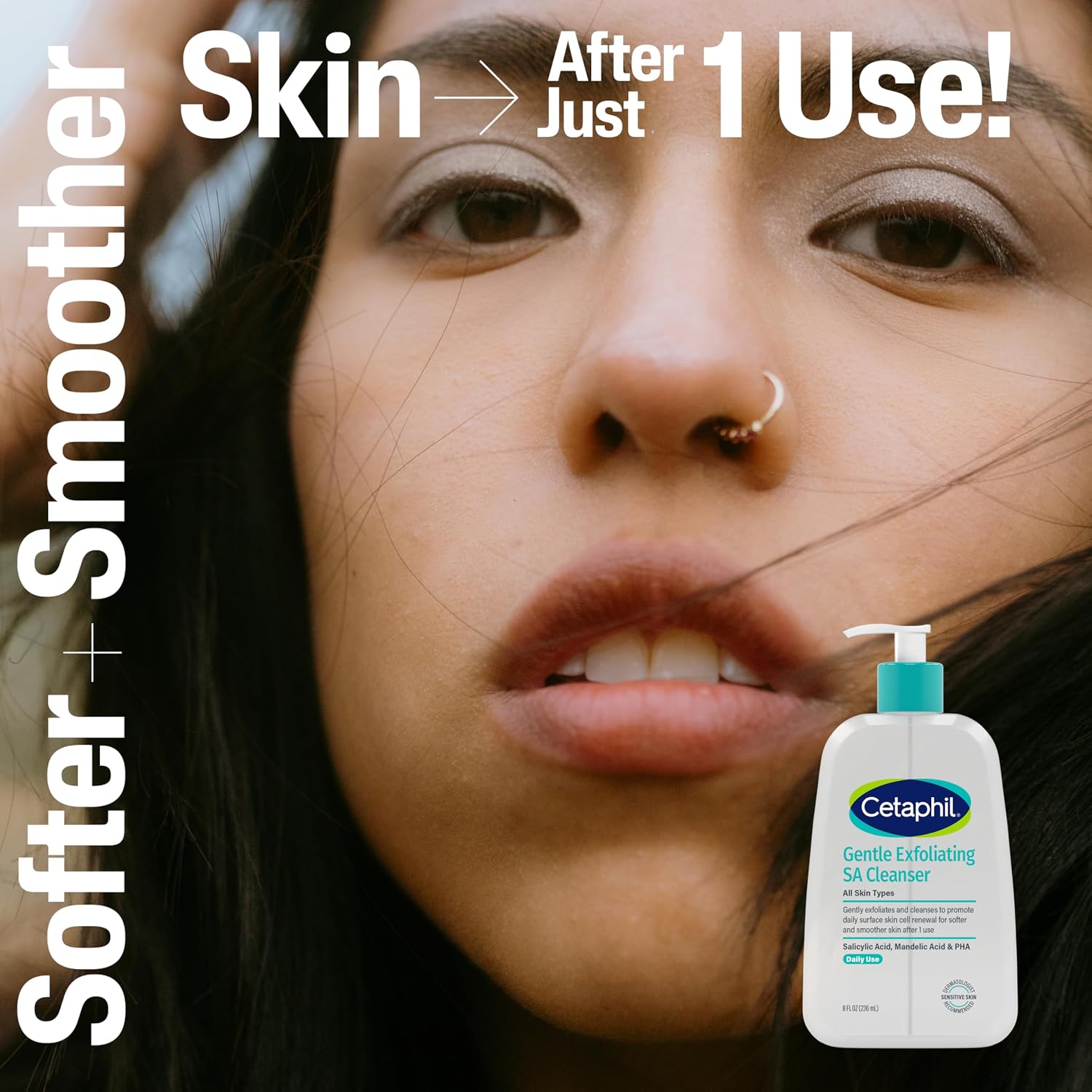Cetaphil SA Gentle Exfoliating Face Wash, Salicylic Acid Cleanser, 8 fl oz | Foaming Face Wash, Salicylic Acid, Acne-Prone And Sensitive Skin, All Skin Types, Dermatologist Recommended, 8 Fl Oz Pump