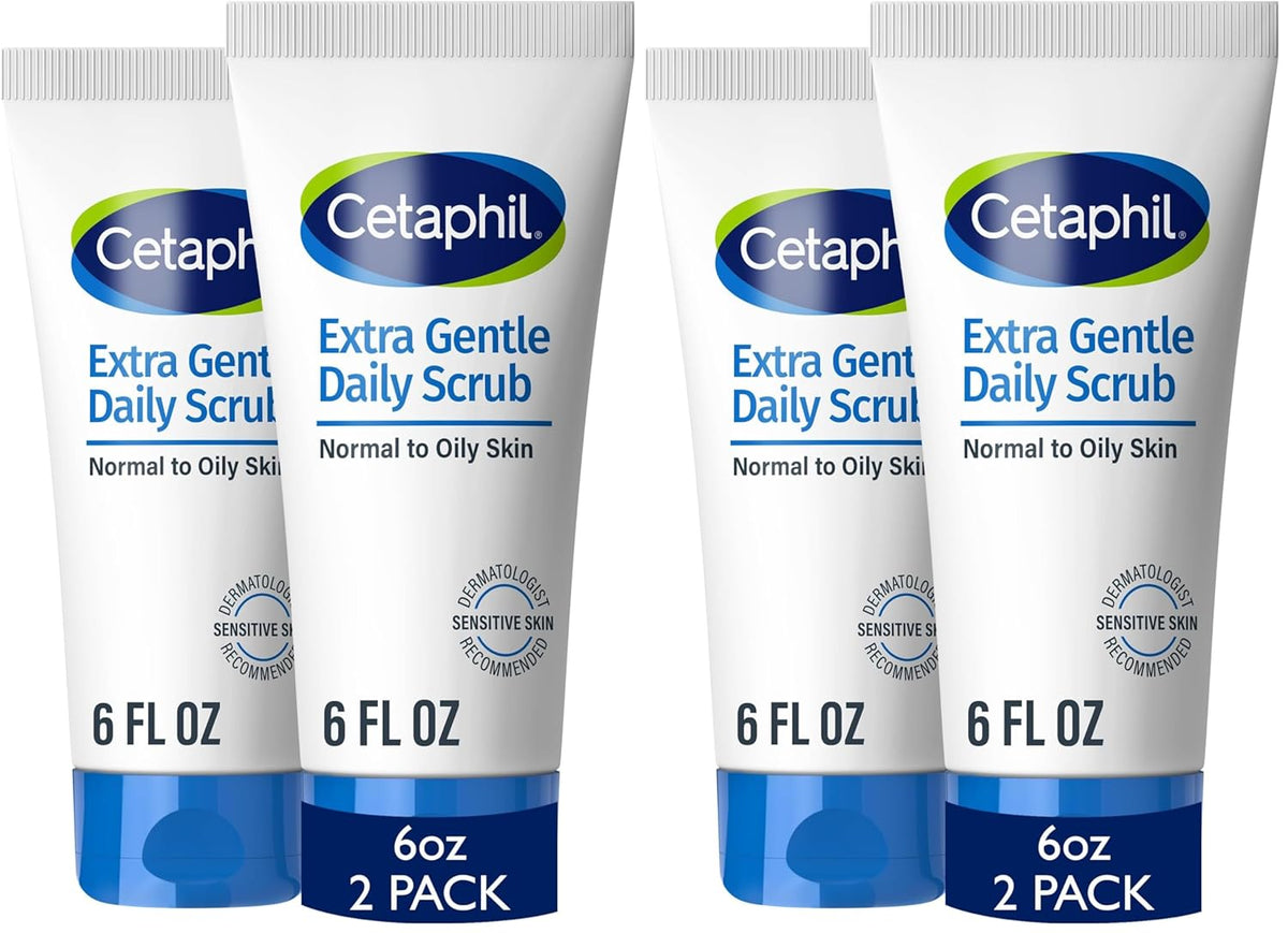 Cetaphil Exfoliating Face Wash, Gentle Daily Scrub, Sensitive Skin, 6 Fl Oz | Hypoallergenic, Non-Irritating, All Skin Types, Daily Exfoliation, Cleanses & Smooths, Dermatologist-Recommended, 2 X 6 Fl Oz