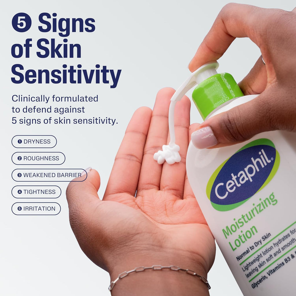 Cetaphil Moisturizing Face & Body Lotion, Sensitive Skin, 20oz | Fragrance-Free, Hypoallergenic, Non-Comedogenic, Hydrates Dry Sensitive Skin, Dermatologist Recommended, Large 20 Oz
