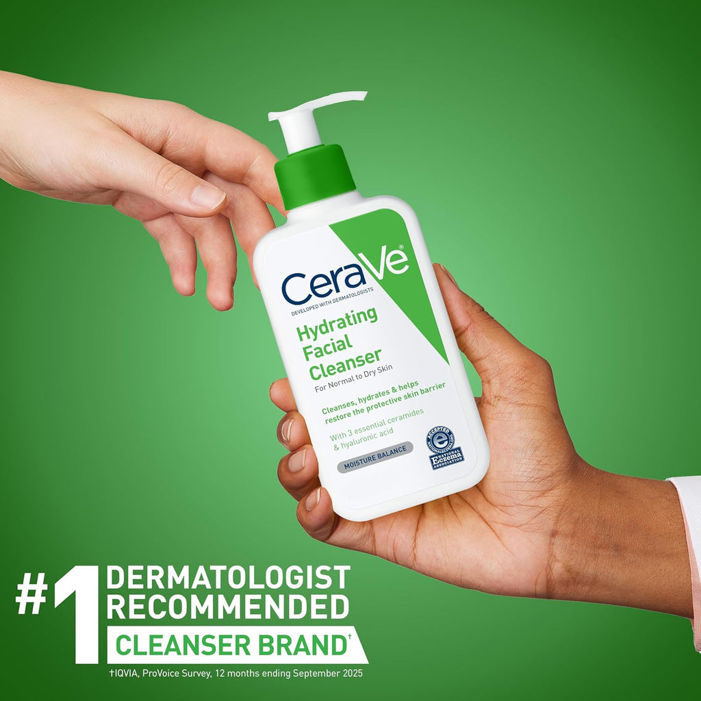 CeraVe Hydrating Cleanser with Hyaluronic Acid, Face Wash for Dry Skin,19oz | Skin Care For Men and Women, Daily Cleanser & Makeup Remover with Glycerin & Ceramides, National Eczema Association Certified