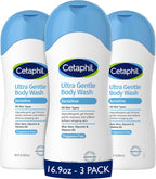 Cetaphil Ultra Gentle Refreshing Body Wash, Hypoallergenic, 16.9oz, 3ct | 3-Pack Value, Fragrance Free, Paraben Free, Hypoallergenic, Aloe Vera, Vitamin B5, Dry To Normal Skin, Dermatologist Tested