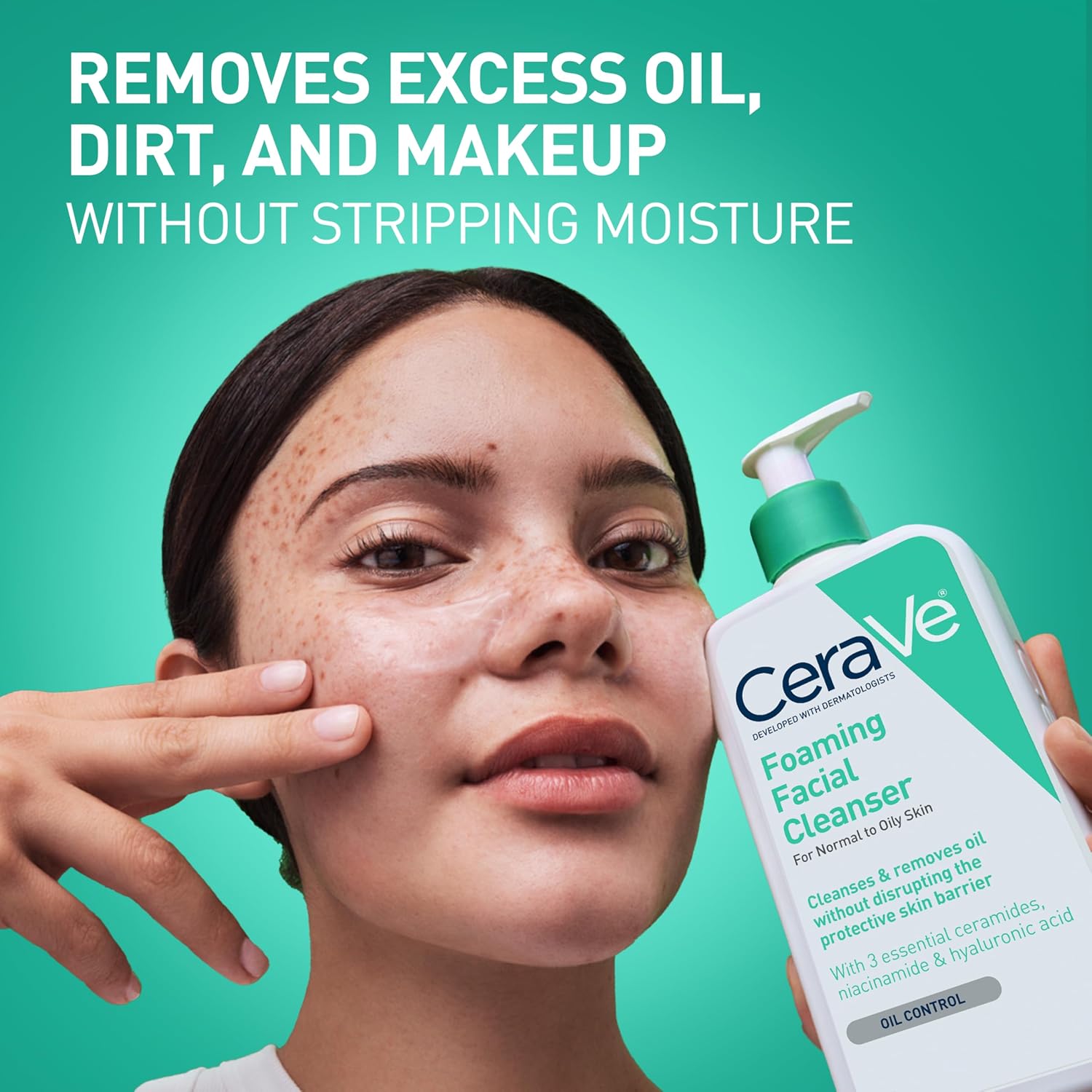 CeraVe Foaming Facial Cleanser, Face Wash for Oily Skin, 8fl oz | Skin Care with Hyaluronic Acid & Niacinamide, Makeup Remover, Daily Face Wash For Men & Women, Fragrance Free, Oil Control