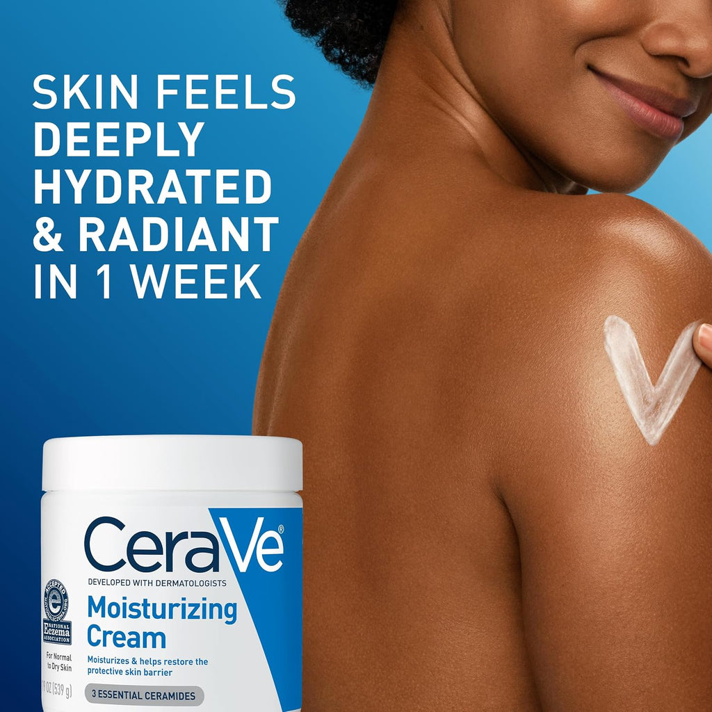CeraVe Moisturizing Cream, Face Moisturizer & Body Cream, Skin care, 19oz | Hyaluronic Acid For Instant Hydration, Skin Barrier Repair, Ceramide Moisturizer, Fragrance Free, Non-Comedogenic, Daily Use