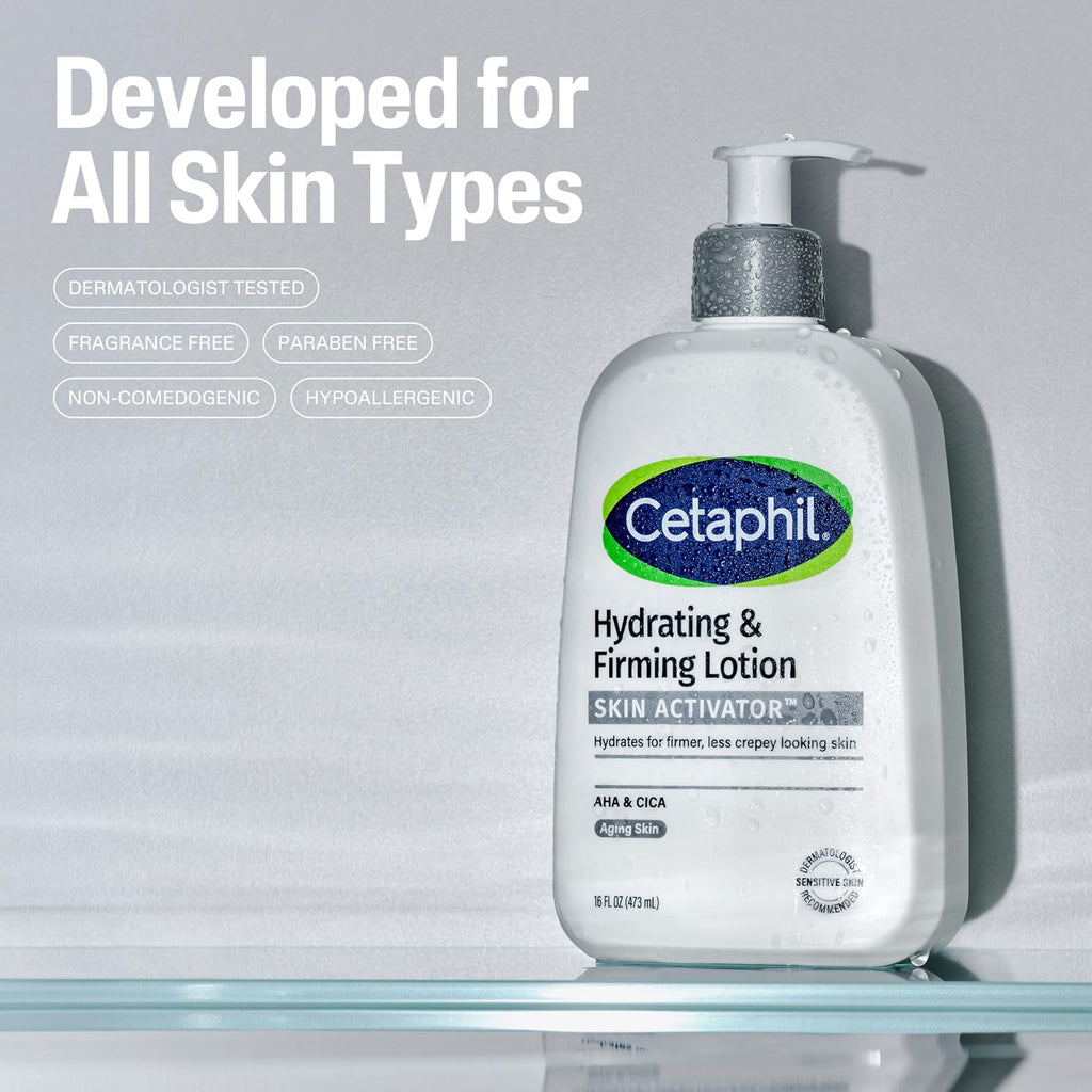 Cetaphil Skin Activator Firming Body Lotion, AHA & CICA, 16 Fl Oz | Anti-Aging Moisturizer For Dry, Sagging Skin, Mandelic Acid AHA + Centella Asiatica CICA, Firms And Hydrates Mature Skin