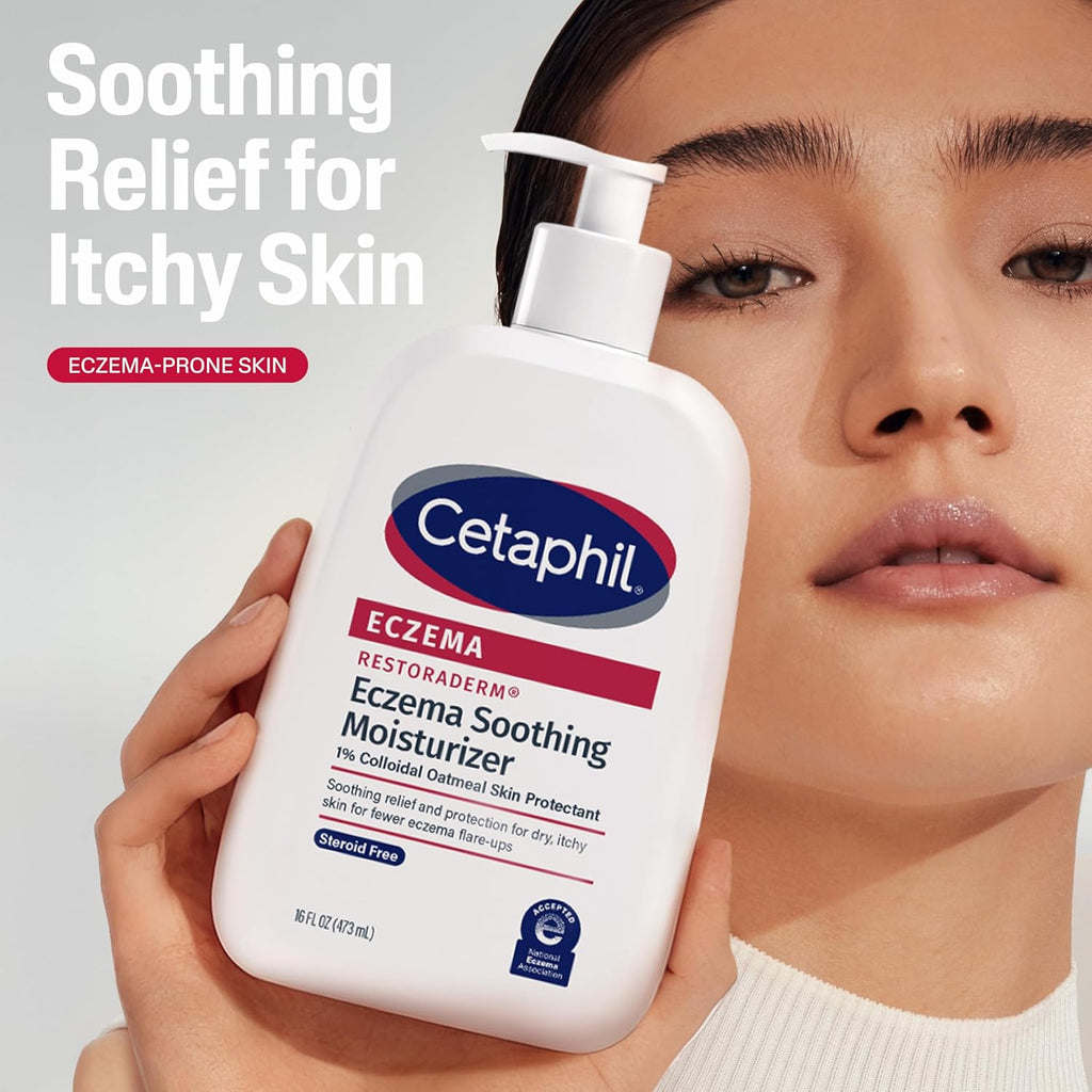 Cetaphil Restoraderm Eczema Moisturizer Colloidal Oatmeal Lotion 16 oz | Steroid-free eczema relief, 48-hour hydration, 1% colloidal oatmeal, fewer flare-ups, doctor recommended, sensitive skin