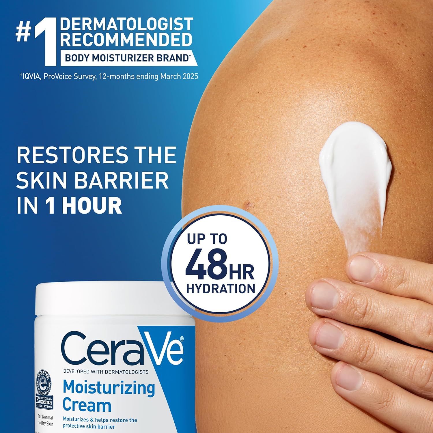 CeraVe Moisturizing Cream, Face Moisturizer & Body Cream, Skin care, 19oz | Hyaluronic Acid For Instant Hydration, Skin Barrier Repair, Ceramide Moisturizer, Fragrance Free, Non-Comedogenic, Daily Use
