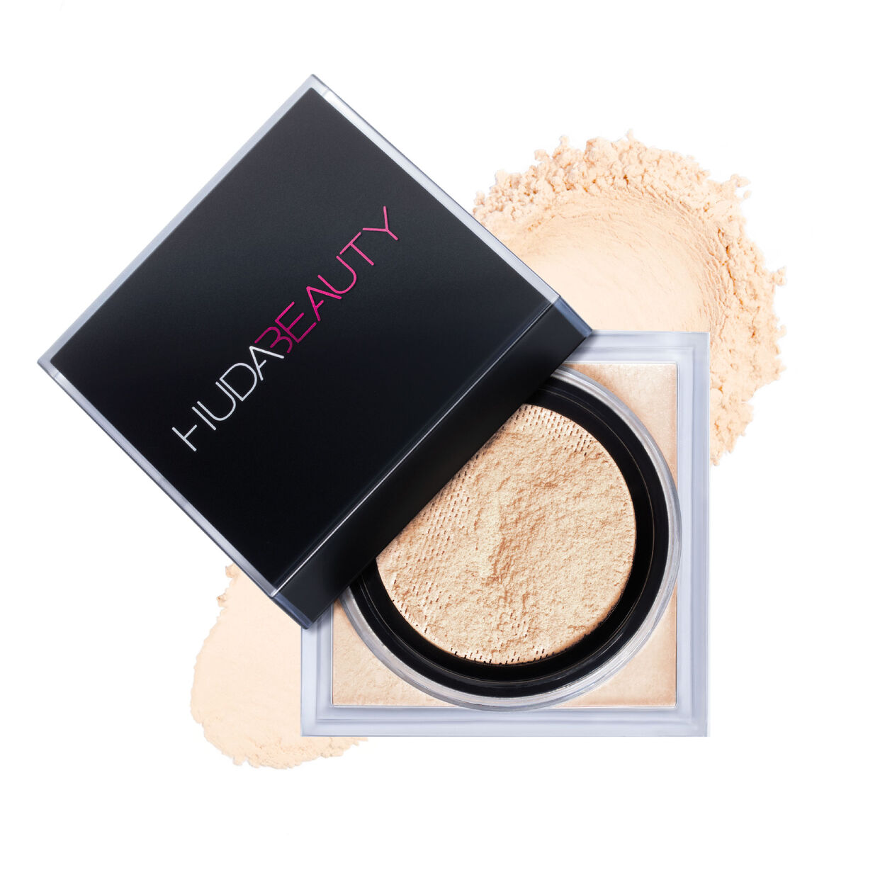 Easy Bake Setting Powder, flawless finish loose powder, light pink packaging. Image 1 of 13.