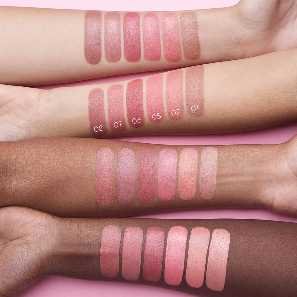 Velvet cream blush stick, blendable, radiant finish, shade 20 of 28.