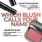 Velvet cream blush stick, blendable, radiant finish, for cheeks. Image 25 of 28.