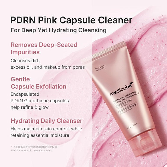 MEDICUBE - PDRN Pink Glutathione Capsule Cleansing Foam - 120G - Image 2