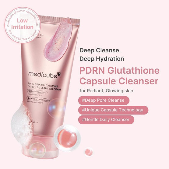 MEDICUBE - PDRN Pink Glutathione Capsule Cleansing Foam - 120G - Image 3