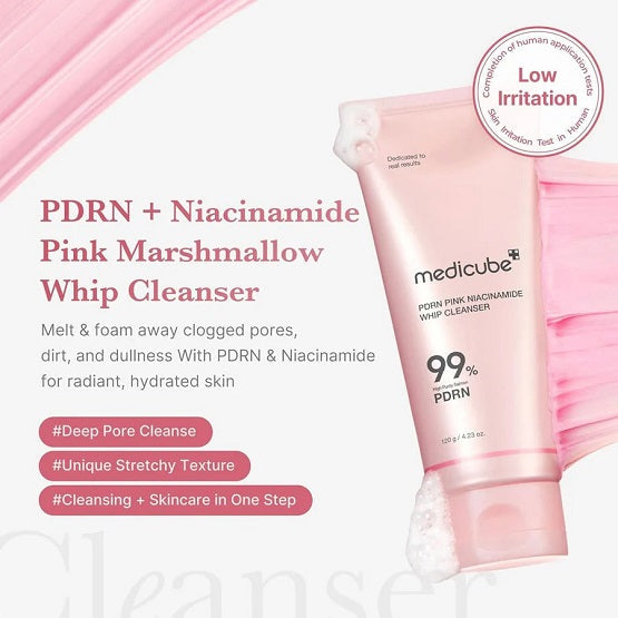MEDICUBE - PDRN Pink Niacinamide Whip Cleanser - 120G - Image 2